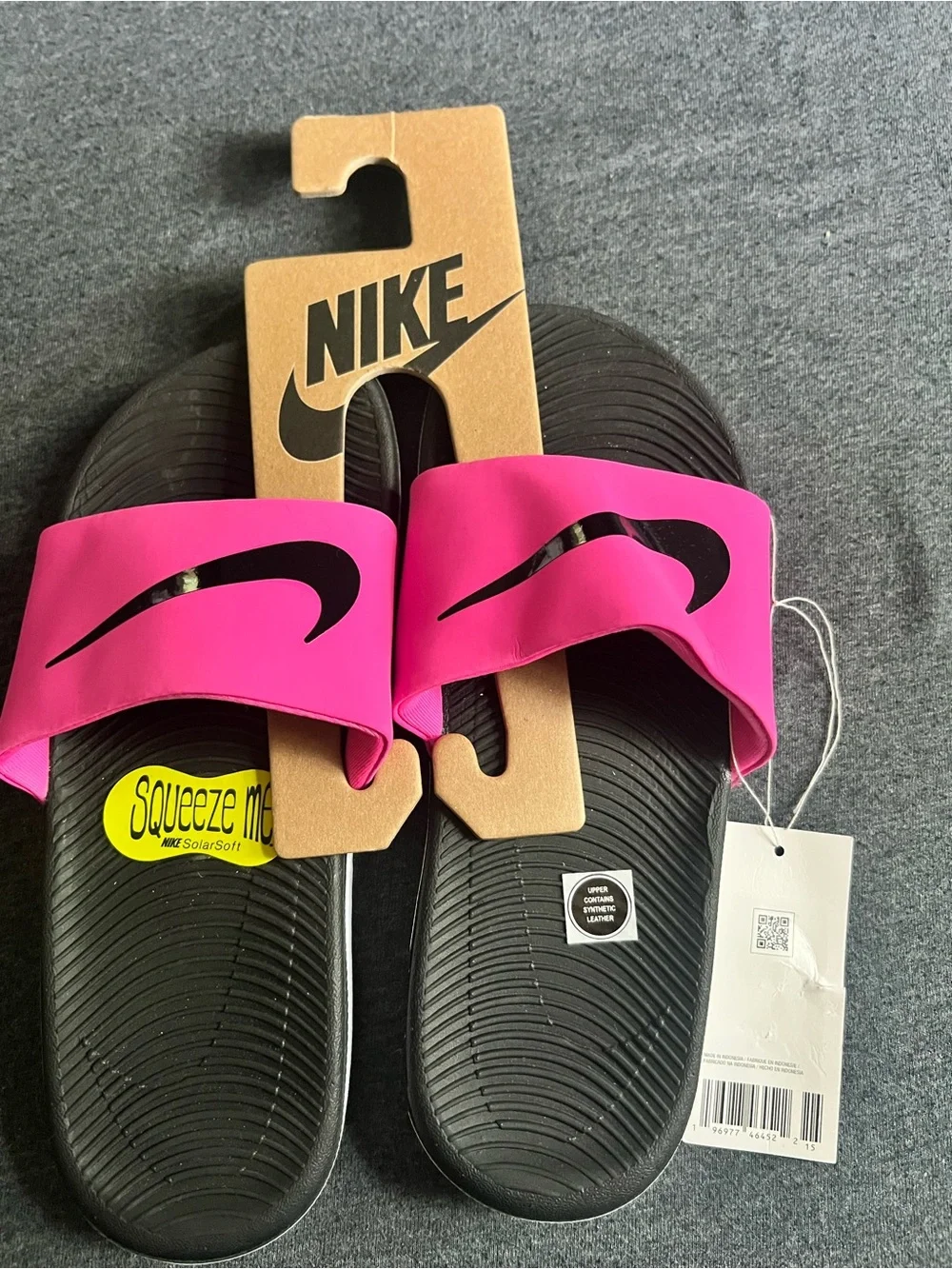 Nike Hot Pink and Black Slide Sandals